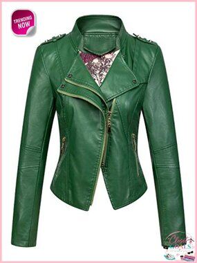 Faux Leather Cropped Moto Jacket Zip Slim Fit Asymmetric Biker Coat
